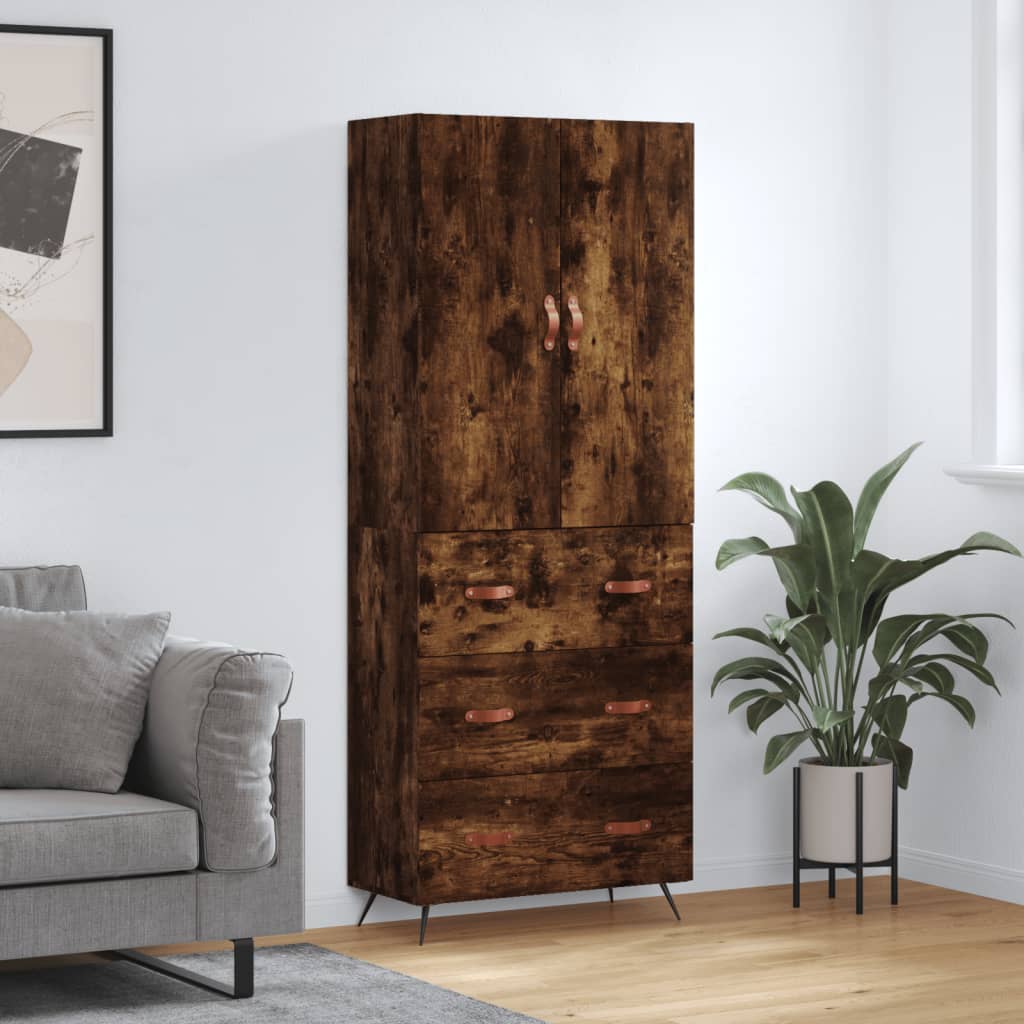 vidaXL Witrynka przydymiony dąb 69,5x34x180 cm materiał drewnopochodny