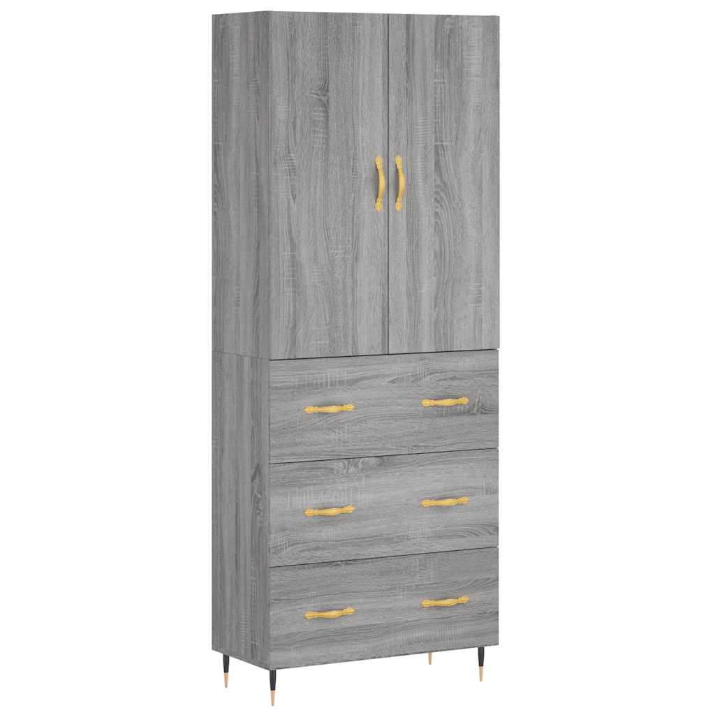 vidaXL Witrynka szary dąb sonoma 69,5x34x180cm materiał drewnopochodny
