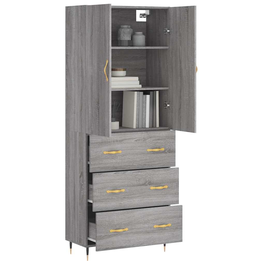vidaXL Witrynka szary dąb sonoma 69,5x34x180cm materiał drewnopochodny