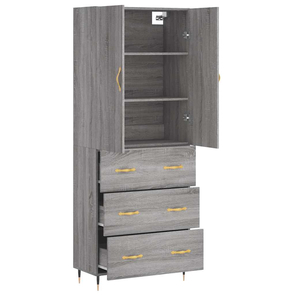 vidaXL Witrynka szary dąb sonoma 69,5x34x180cm materiał drewnopochodny