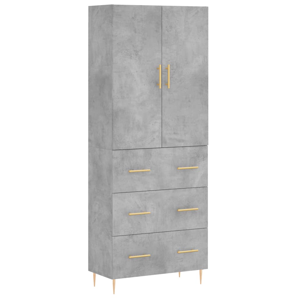 vidaXL Witrynka, szarość betonu 69,5x34x180 cm materiał drewnopochodny