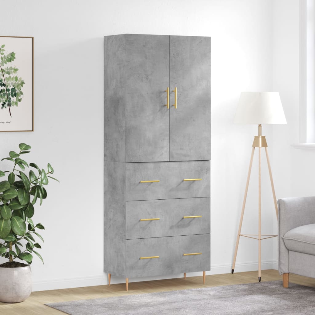 vidaXL Witrynka, szarość betonu 69,5x34x180 cm materiał drewnopochodny