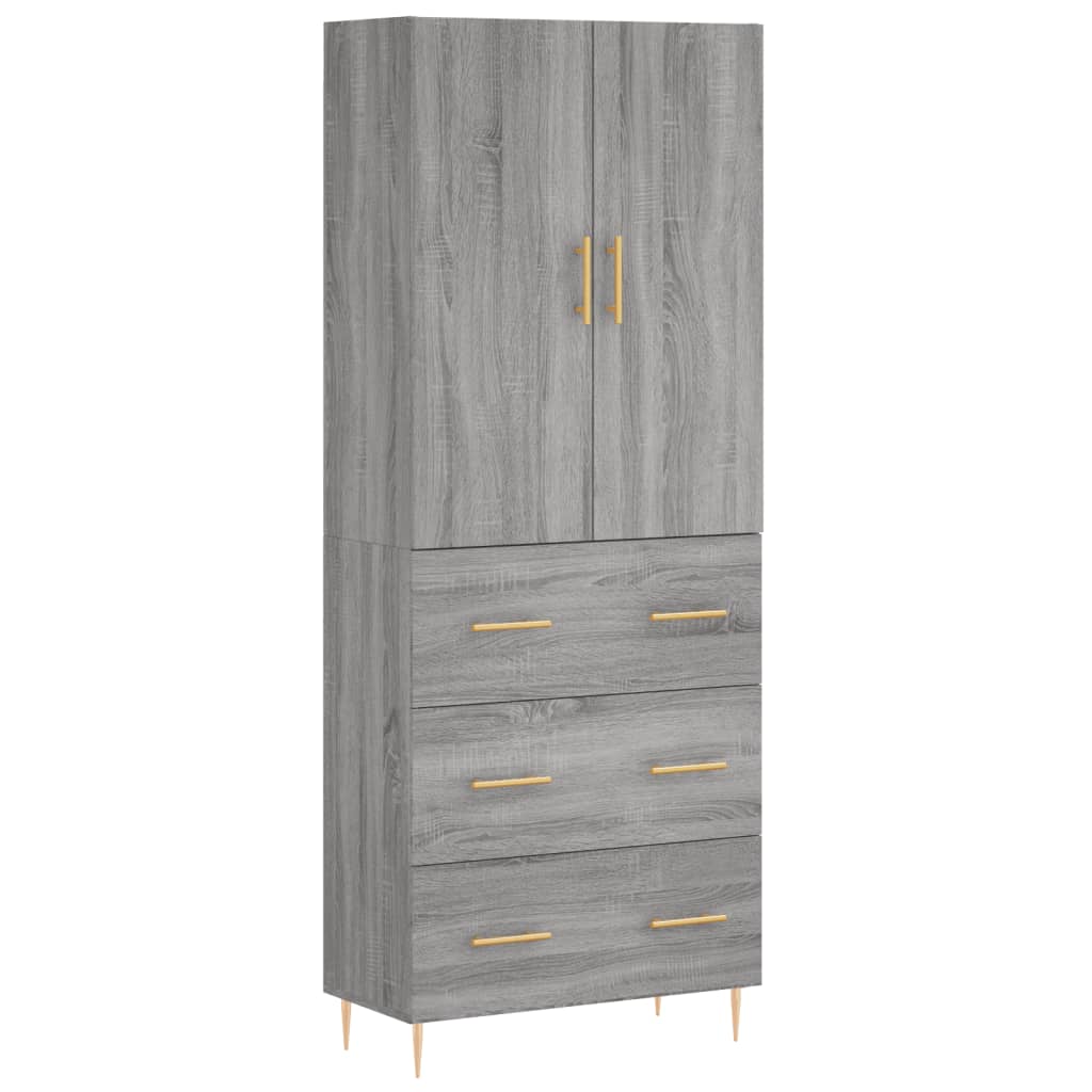 vidaXL Witrynka szary dąb sonoma 69,5x34x180cm materiał drewnopochodny