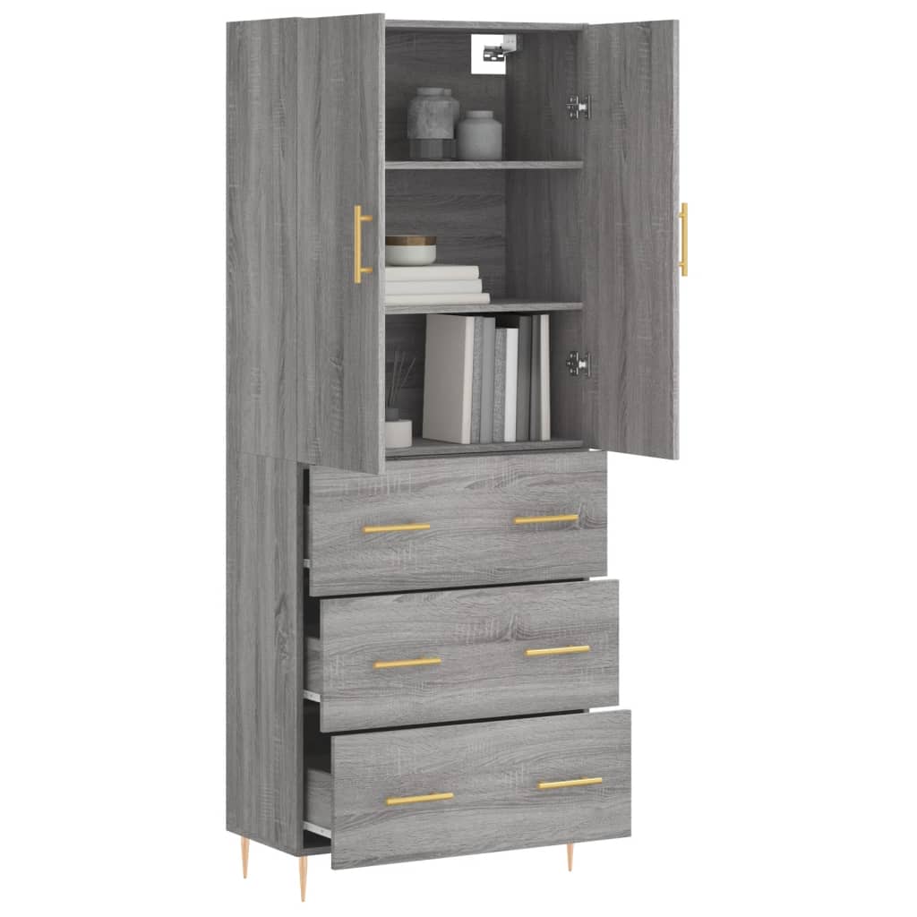 vidaXL Witrynka szary dąb sonoma 69,5x34x180cm materiał drewnopochodny