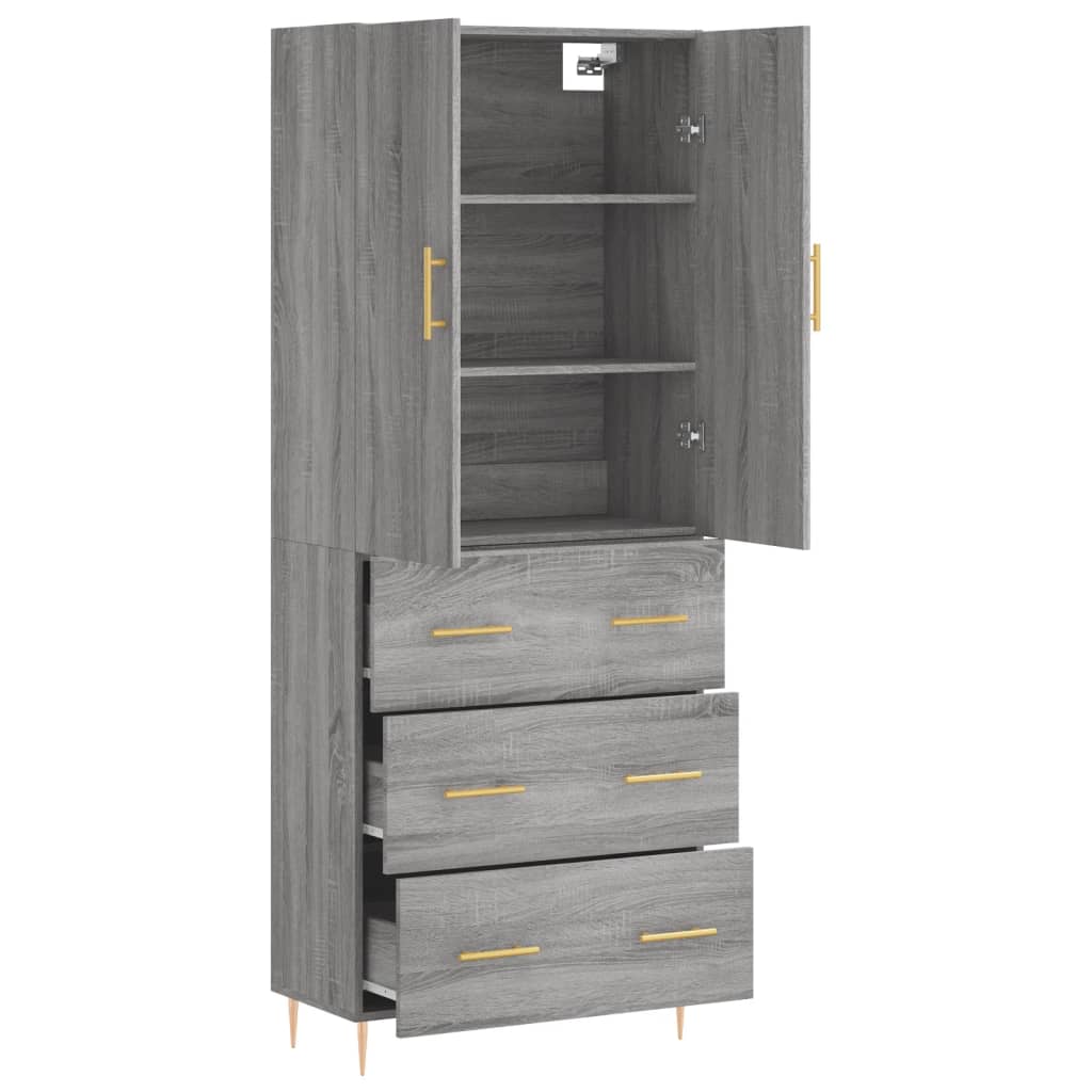 vidaXL Witrynka szary dąb sonoma 69,5x34x180cm materiał drewnopochodny