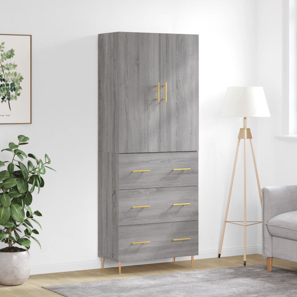vidaXL Witrynka szary dąb sonoma 69,5x34x180cm materiał drewnopochodny