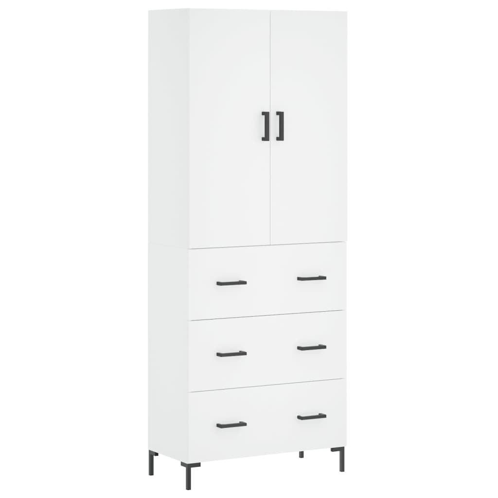 vidaXL Witrynka, biała, 69,5x34x180 cm, materiał drewnopochodny