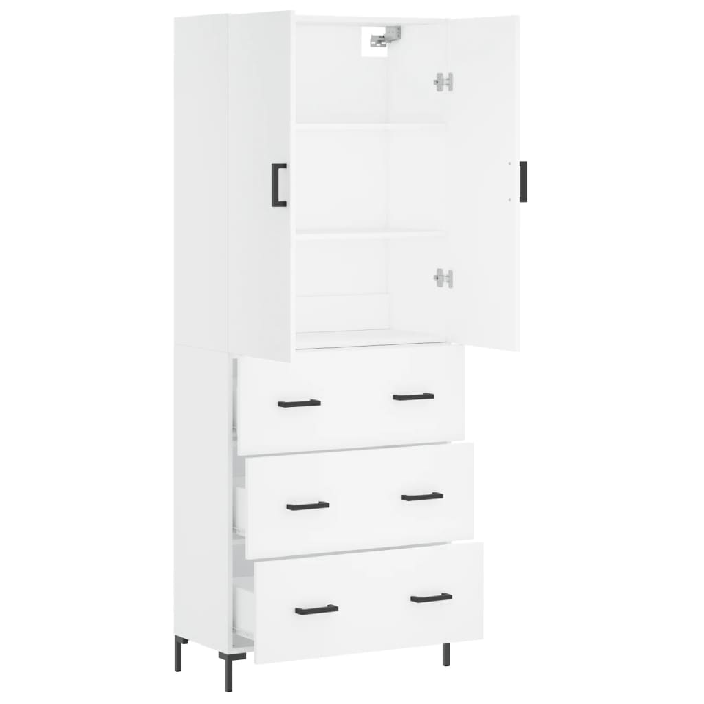 vidaXL Witrynka, biała, 69,5x34x180 cm, materiał drewnopochodny