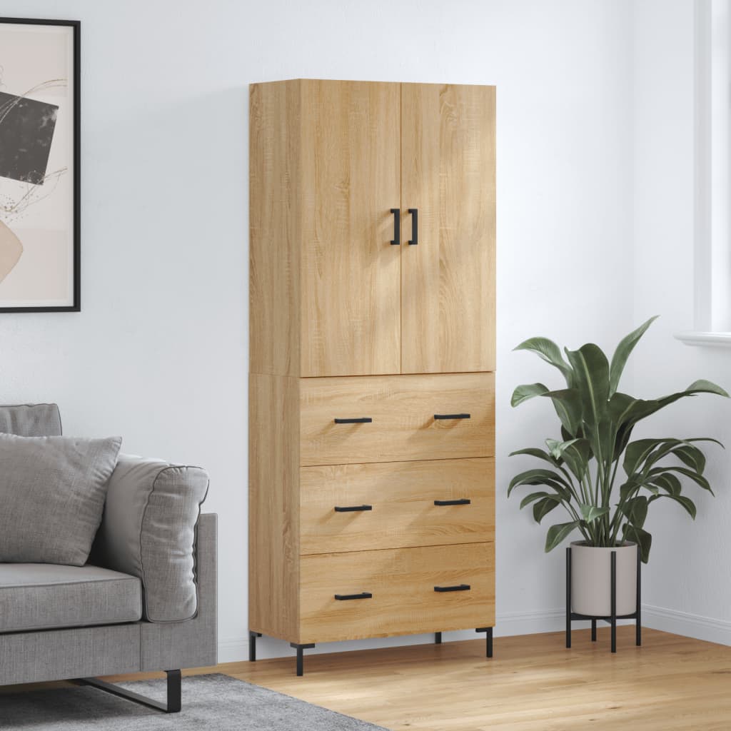 vidaXL Witrynka, dąb sonoma, 69,5x34x180 cm, materiał drewnopochodny