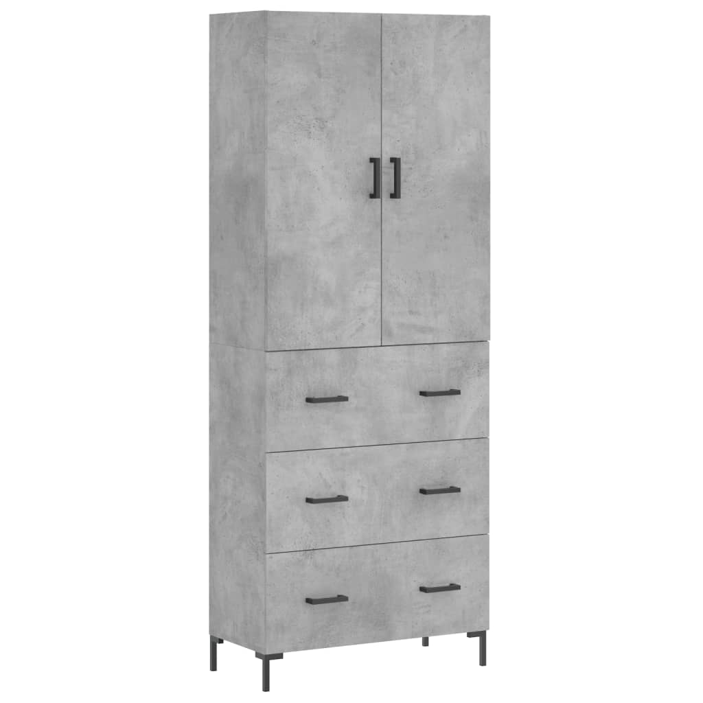 vidaXL Witrynka, szarość betonu 69,5x34x180 cm materiał drewnopochodny