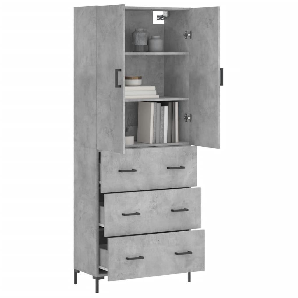 vidaXL Witrynka, szarość betonu 69,5x34x180 cm materiał drewnopochodny