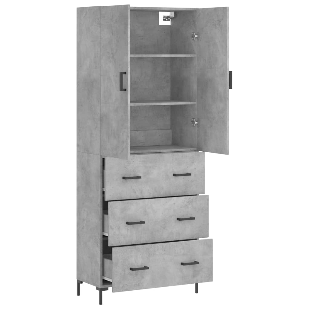 vidaXL Witrynka, szarość betonu 69,5x34x180 cm materiał drewnopochodny