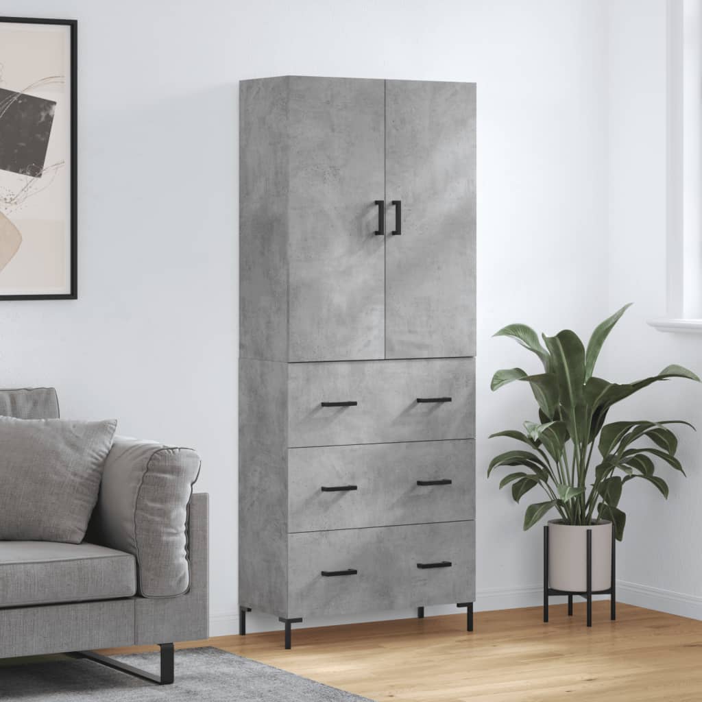 vidaXL Witrynka, szarość betonu 69,5x34x180 cm materiał drewnopochodny