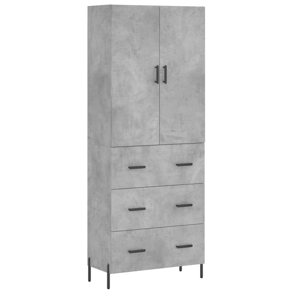 vidaXL Witrynka, szarość betonu 69,5x34x180 cm materiał drewnopochodny