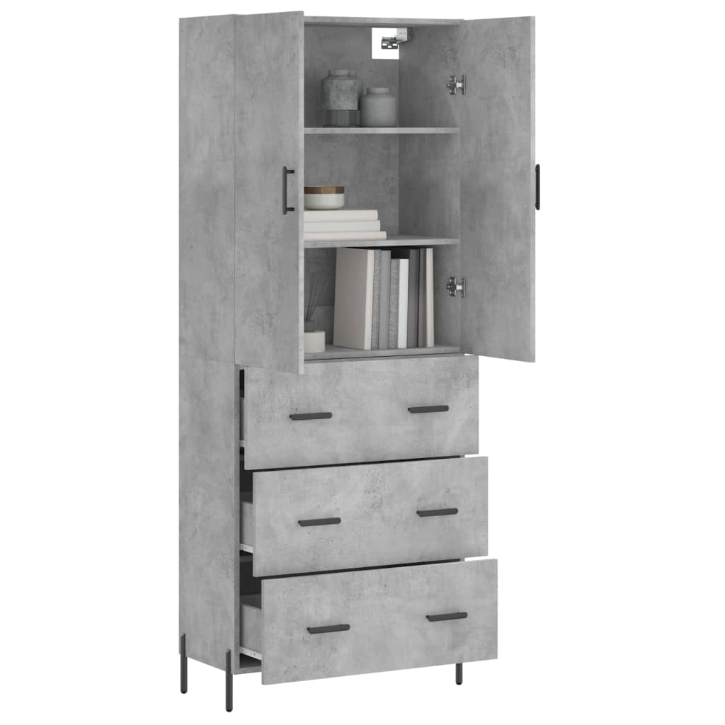 vidaXL Witrynka, szarość betonu 69,5x34x180 cm materiał drewnopochodny