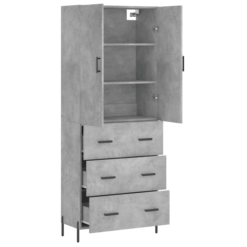 vidaXL Witrynka, szarość betonu 69,5x34x180 cm materiał drewnopochodny
