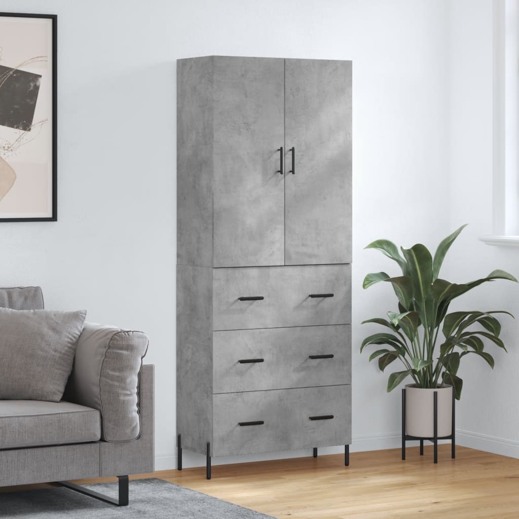vidaXL Witrynka, szarość betonu 69,5x34x180 cm materiał drewnopochodny