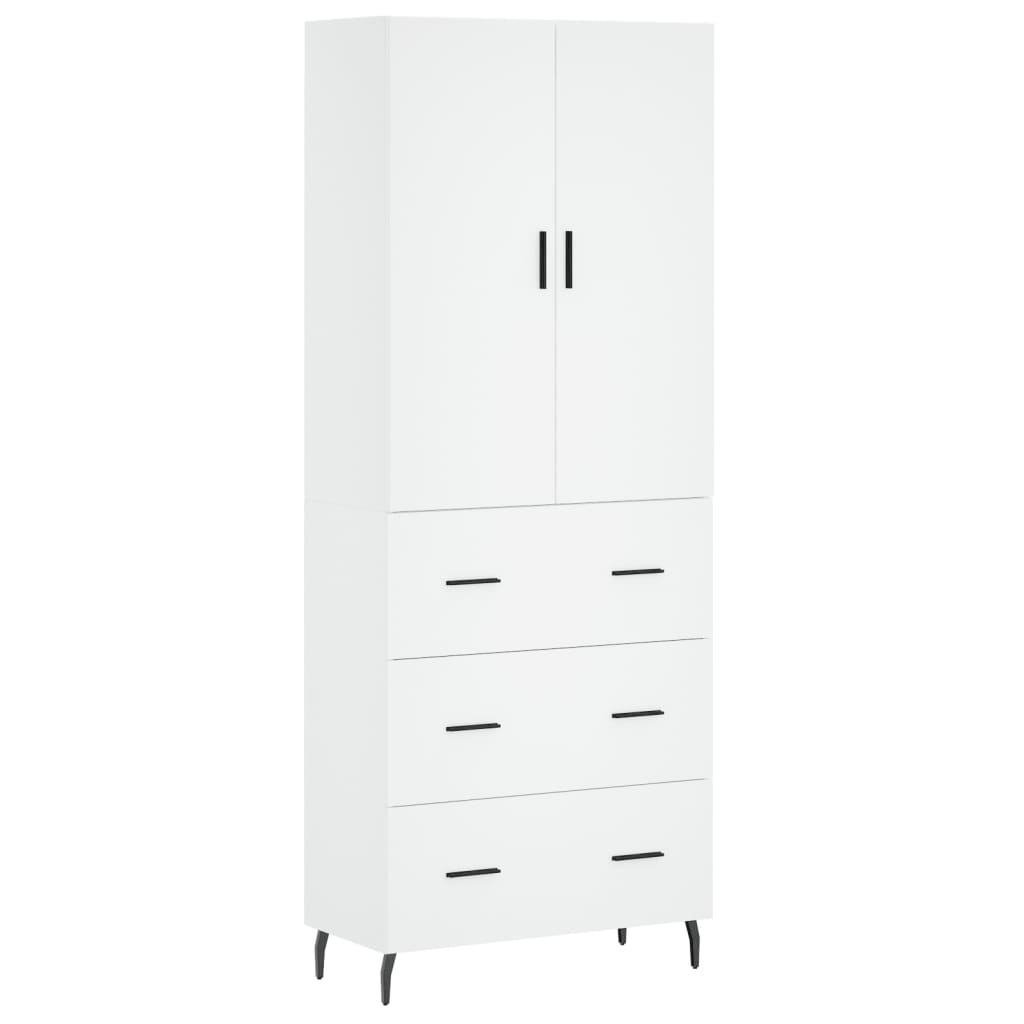 vidaXL Witrynka, biała, 69,5x34x180 cm, materiał drewnopochodny