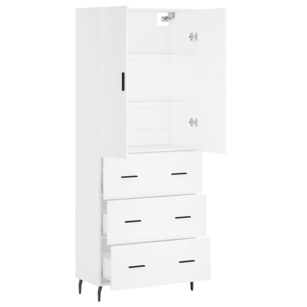 vidaXL Witrynka, biała, 69,5x34x180 cm, materiał drewnopochodny