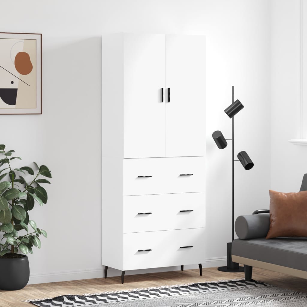 vidaXL Witrynka, biała, 69,5x34x180 cm, materiał drewnopochodny