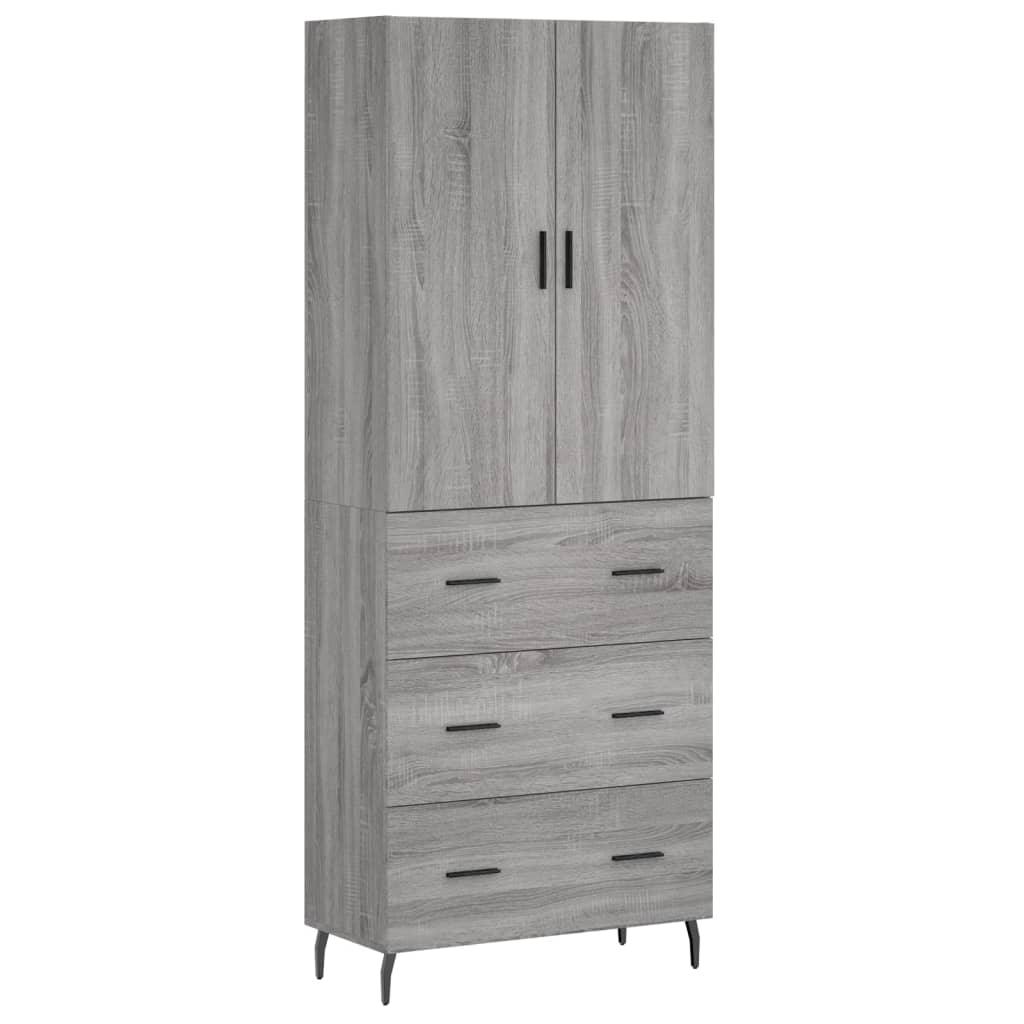 vidaXL Witrynka szary dąb sonoma 69,5x34x180cm materiał drewnopochodny