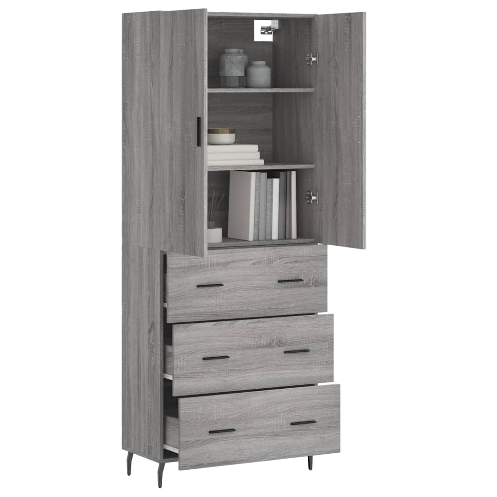 vidaXL Witrynka szary dąb sonoma 69,5x34x180cm materiał drewnopochodny