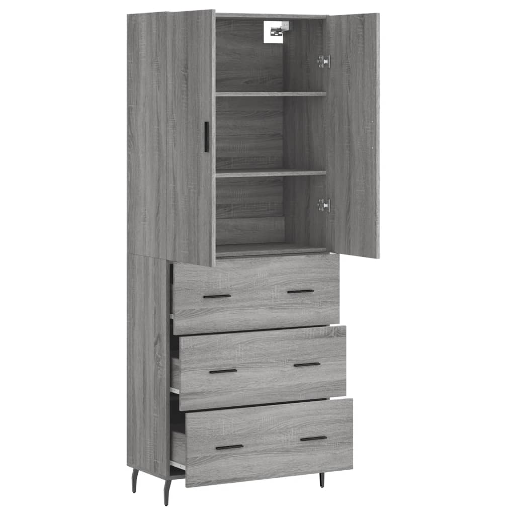 vidaXL Witrynka szary dąb sonoma 69,5x34x180cm materiał drewnopochodny