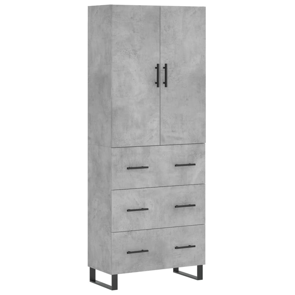 vidaXL Witrynka, szarość betonu 69,5x34x180 cm materiał drewnopochodny