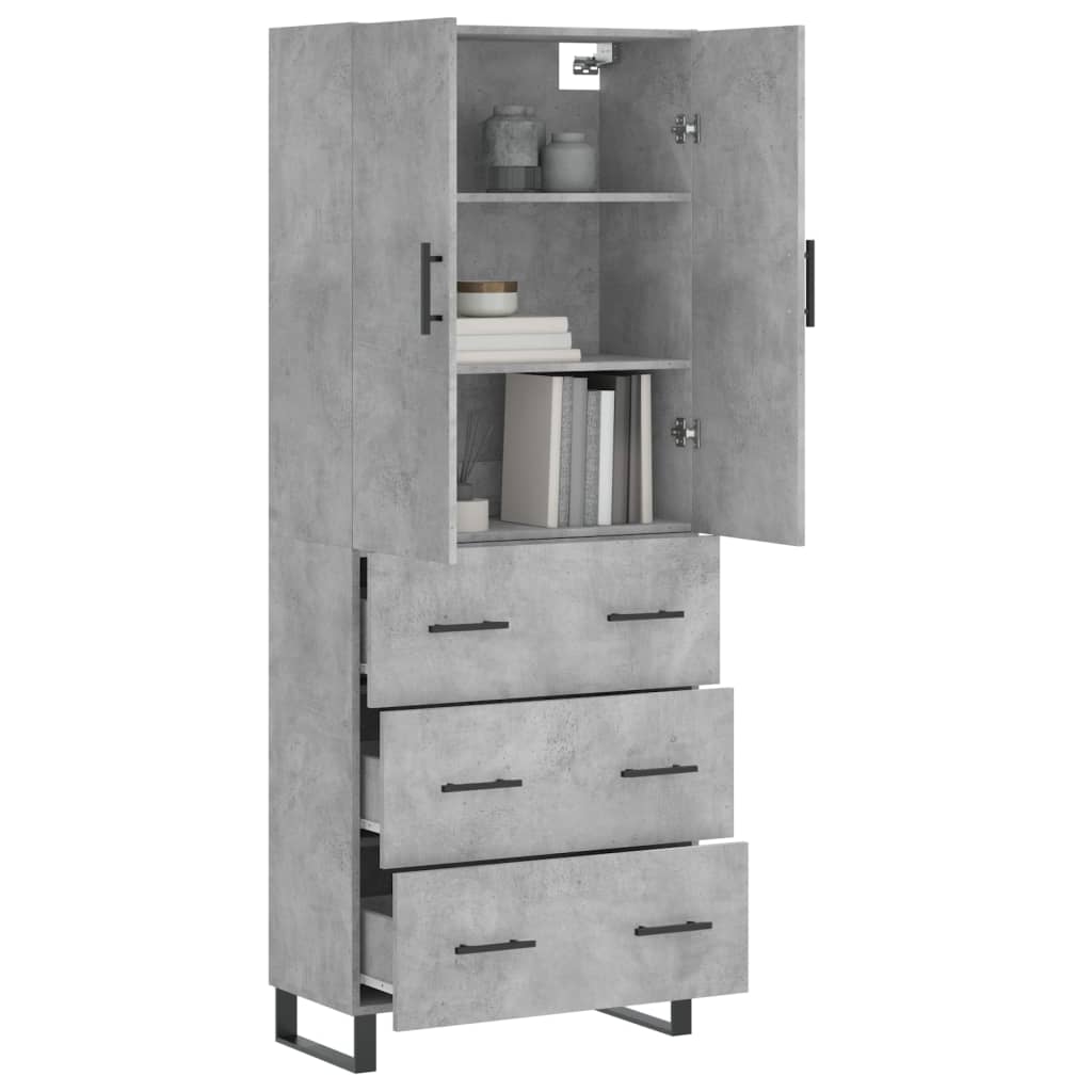 vidaXL Witrynka, szarość betonu 69,5x34x180 cm materiał drewnopochodny