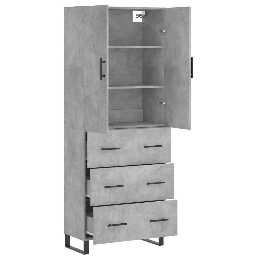vidaXL Witrynka, szarość betonu 69,5x34x180 cm materiał drewnopochodny