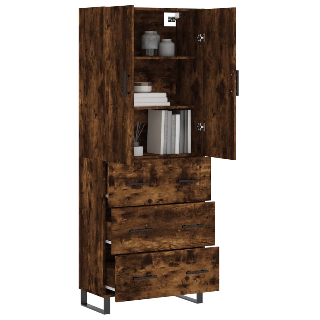vidaXL Witrynka przydymiony dąb 69,5x34x180 cm materiał drewnopochodny