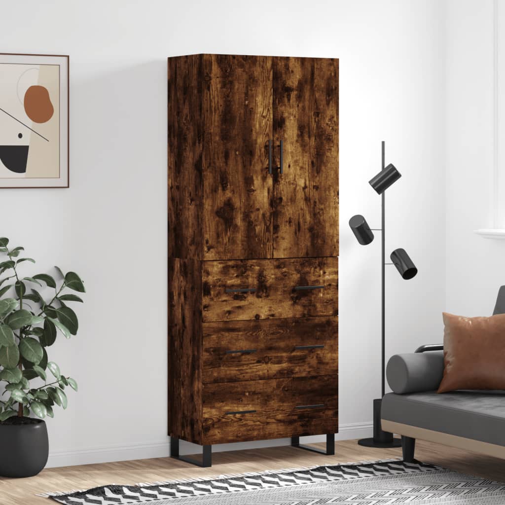 vidaXL Witrynka przydymiony dąb 69,5x34x180 cm materiał drewnopochodny