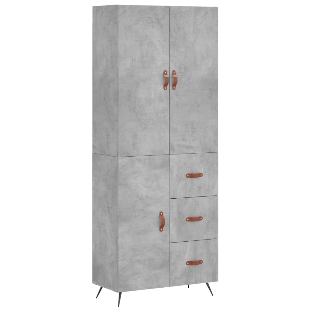 vidaXL Witrynka, szarość betonu 69,5x34x180 cm materiał drewnopochodny
