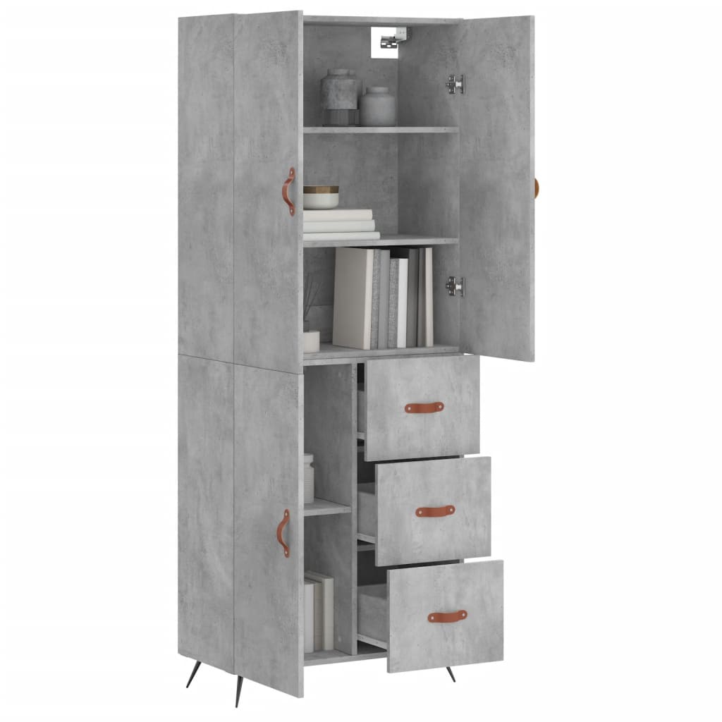 vidaXL Witrynka, szarość betonu 69,5x34x180 cm materiał drewnopochodny