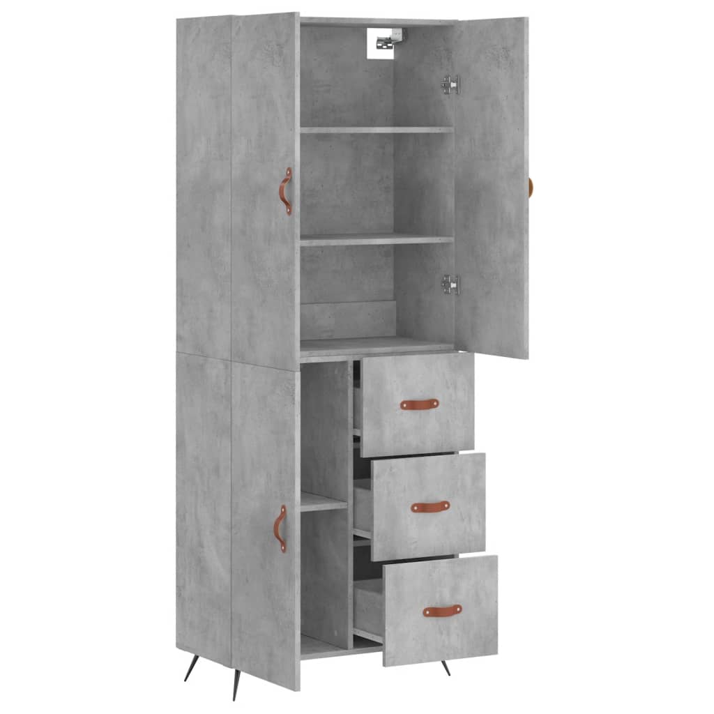 vidaXL Witrynka, szarość betonu 69,5x34x180 cm materiał drewnopochodny