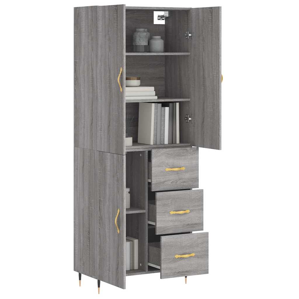 vidaXL Witrynka szary dąb sonoma 69,5x34x180cm materiał drewnopochodny
