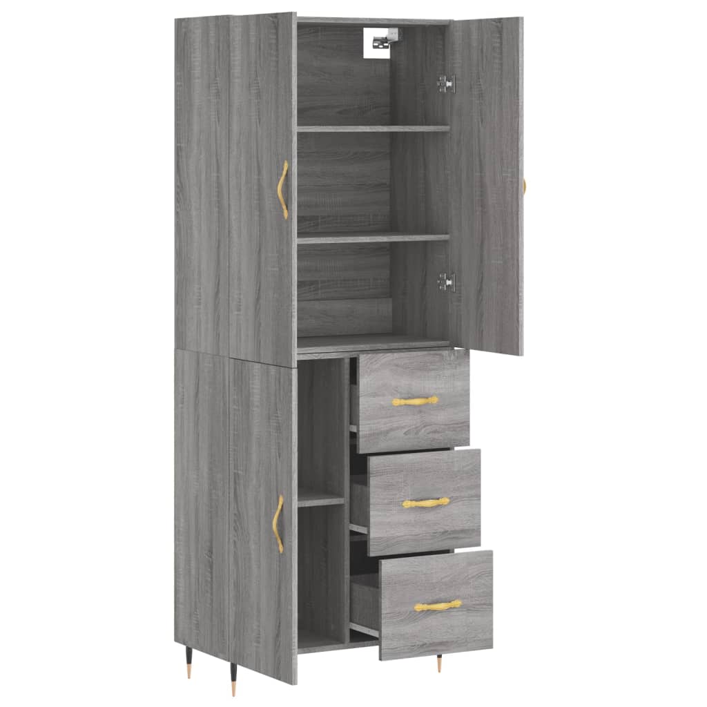 vidaXL Witrynka szary dąb sonoma 69,5x34x180cm materiał drewnopochodny
