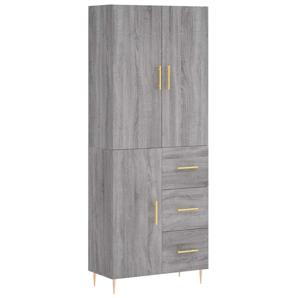 vidaXL Witrynka szary dąb sonoma 69,5x34x180cm materiał drewnopochodny