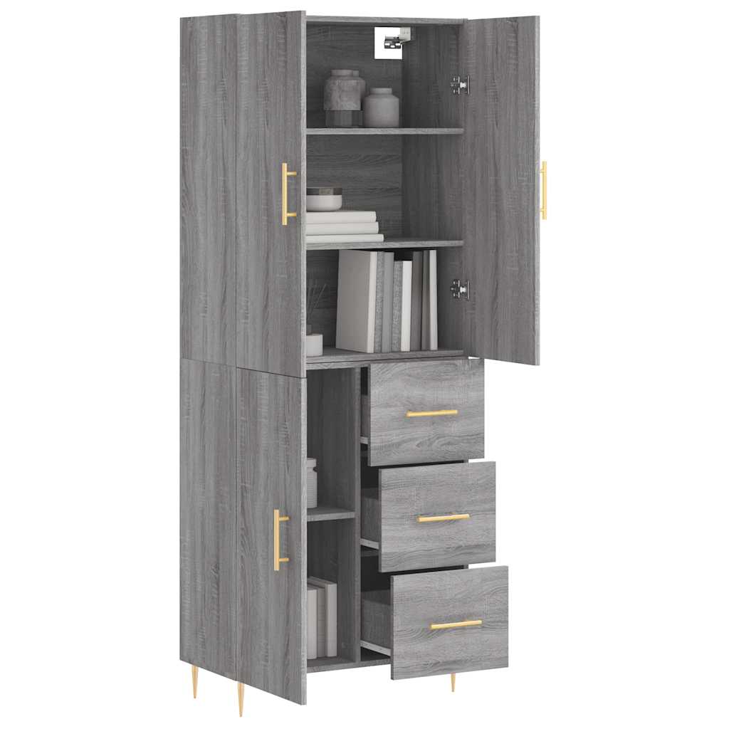 vidaXL Witrynka szary dąb sonoma 69,5x34x180cm materiał drewnopochodny