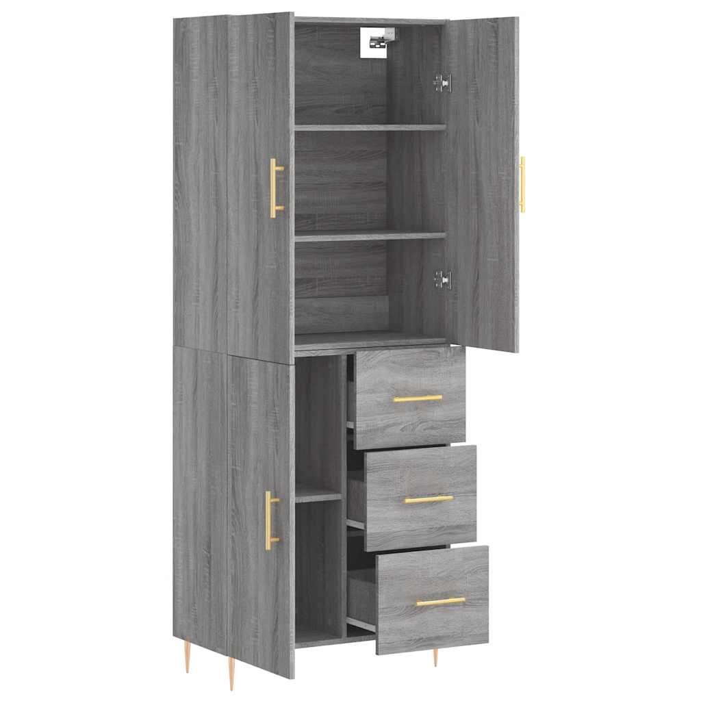 vidaXL Witrynka szary dąb sonoma 69,5x34x180cm materiał drewnopochodny