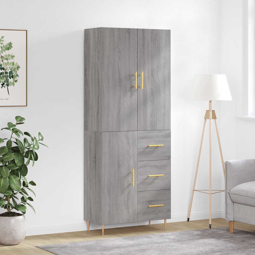 vidaXL Witrynka szary dąb sonoma 69,5x34x180cm materiał drewnopochodny
