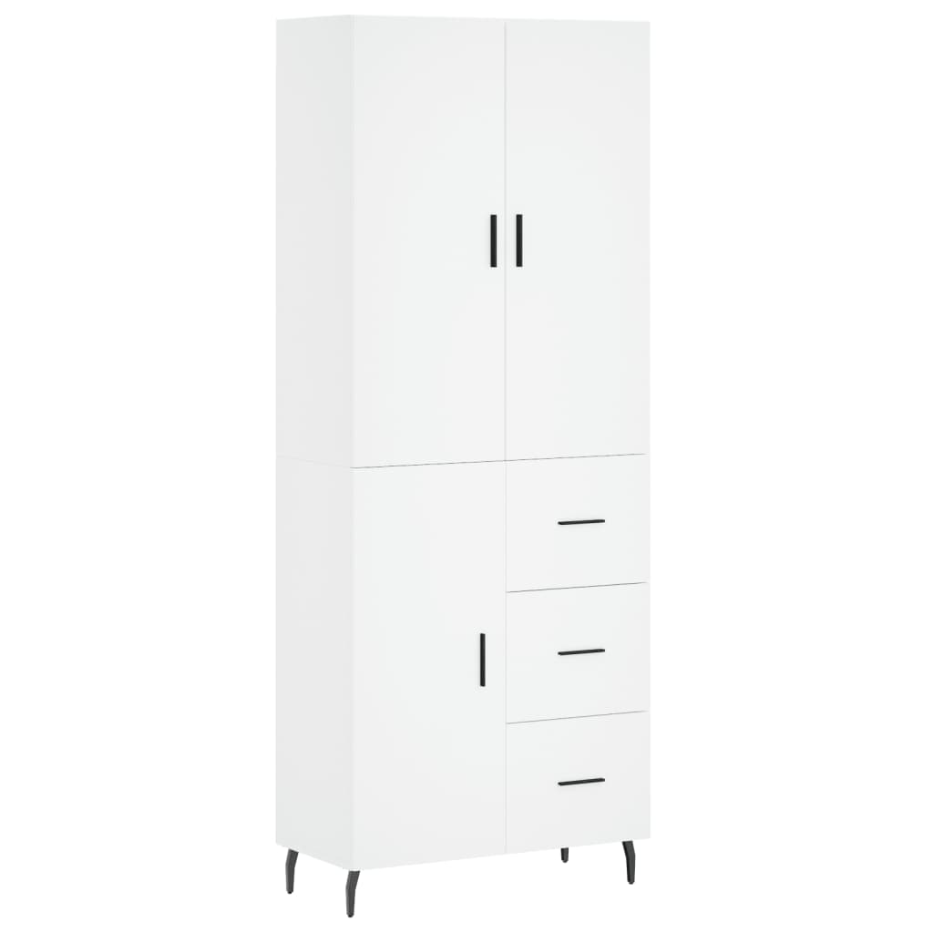 vidaXL Witrynka, biała, 69,5x34x180 cm, materiał drewnopochodny