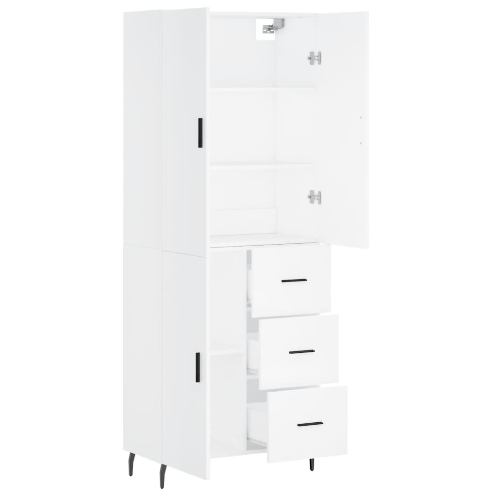 vidaXL Witrynka, biała, 69,5x34x180 cm, materiał drewnopochodny