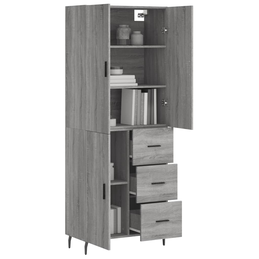 vidaXL Witrynka szary dąb sonoma 69,5x34x180cm materiał drewnopochodny