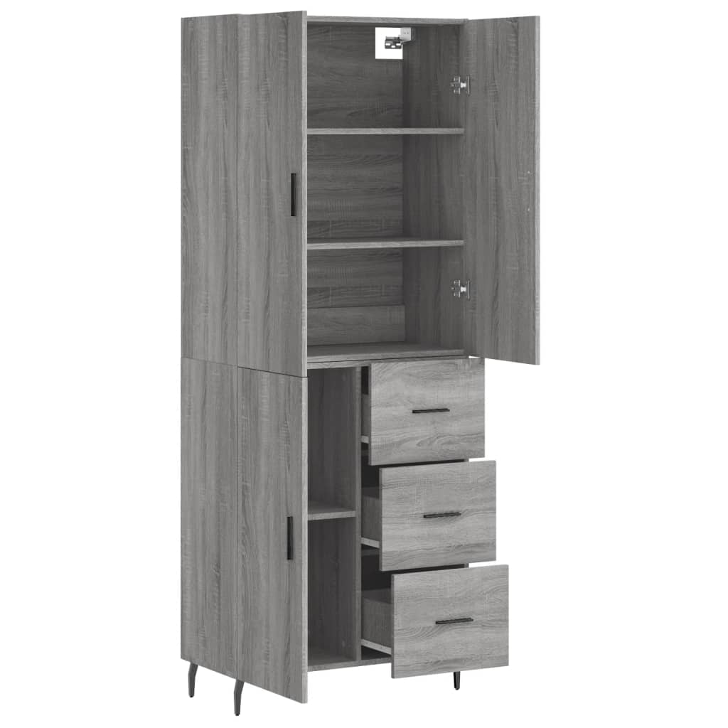 vidaXL Witrynka szary dąb sonoma 69,5x34x180cm materiał drewnopochodny