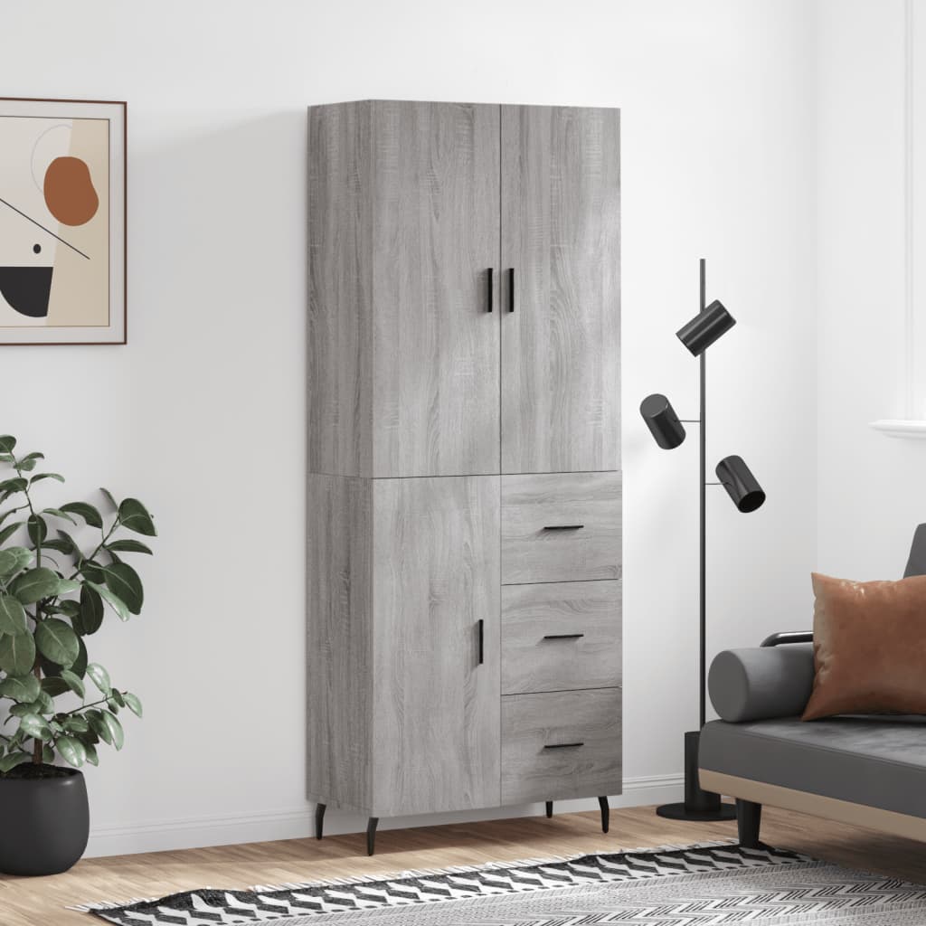 vidaXL Witrynka szary dąb sonoma 69,5x34x180cm materiał drewnopochodny