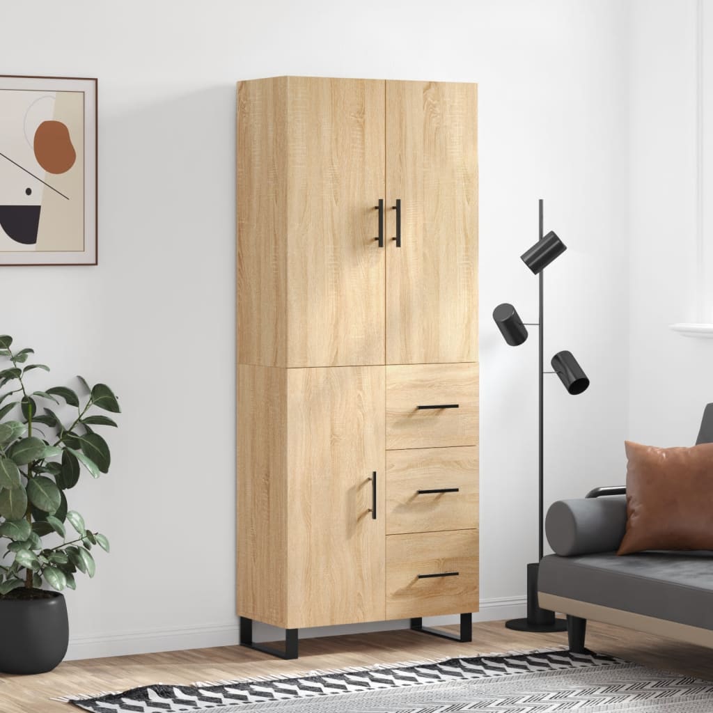 vidaXL Witrynka, dąb sonoma, 69,5x34x180 cm, materiał drewnopochodny