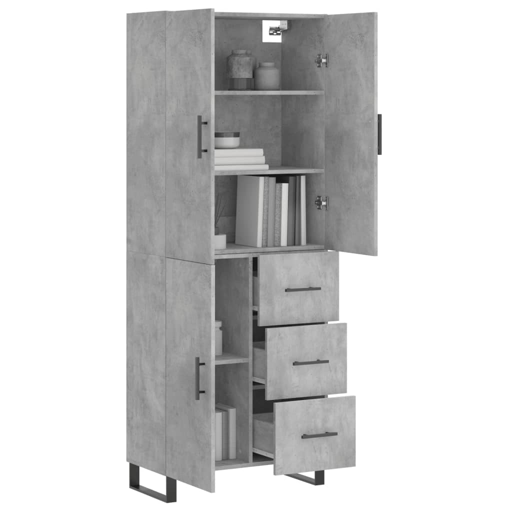 vidaXL Witrynka, szarość betonu 69,5x34x180 cm materiał drewnopochodny