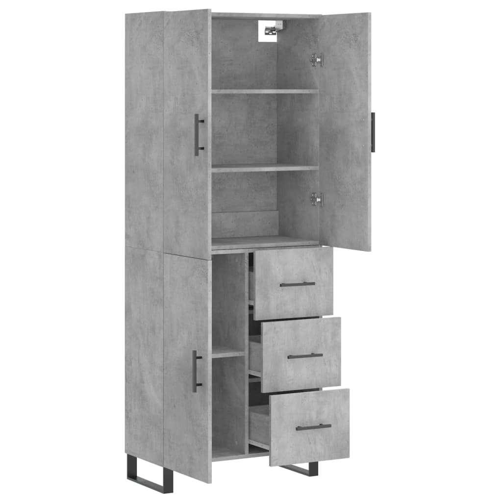 vidaXL Witrynka, szarość betonu 69,5x34x180 cm materiał drewnopochodny