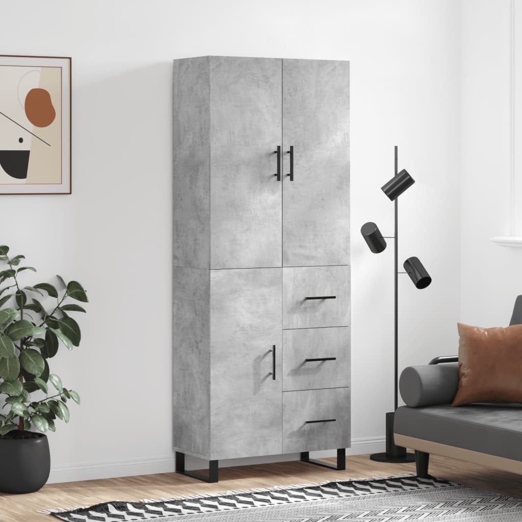 vidaXL Witrynka, szarość betonu 69,5x34x180 cm materiał drewnopochodny